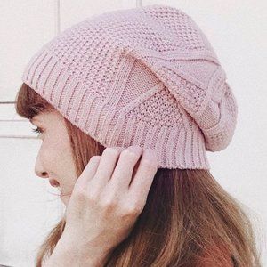 JetSet Jet Set Diaries Cable Knit Beanie in Blush Pink